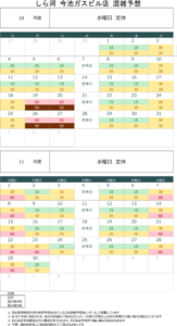 今池ガスビル店 混雑予想カレンダー 2026年10月・11月